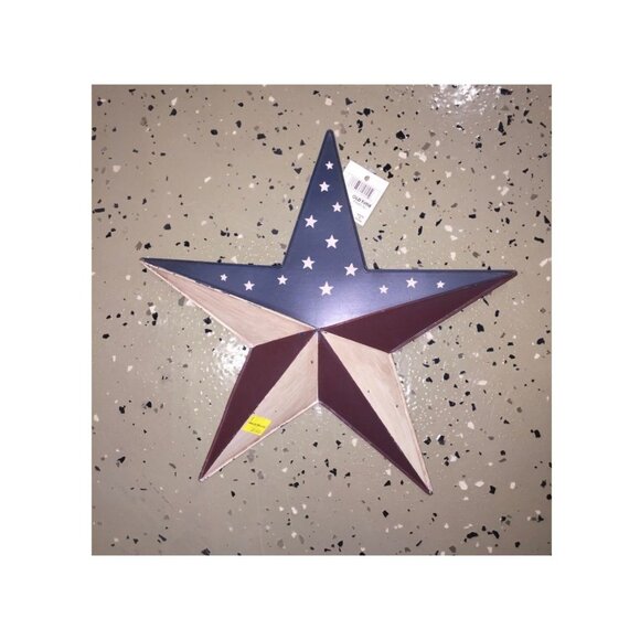 Americana Patriotic 12'' Metal Hand Painted Wall Star Old Time Pottery - Picture 3 of 6